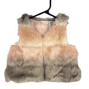 Max Studio Baby Faux Fur Lined Vest 18M Gray Pink Ombre